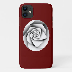 Silver Colour Geometric Style Rose on Dark Red Case-Mate iPhone Case