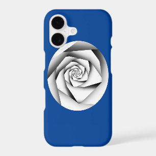Silver Colour Geometric Style Rose on Deep Blue