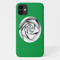 Silver Colour Geometric Style Rose on Kelly Green