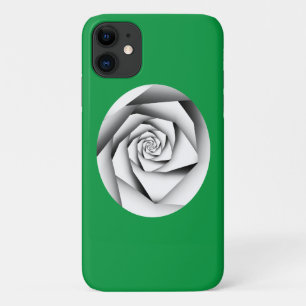 Silver Colour Geometric Style Rose on Kelly Green Case-Mate iPhone Case