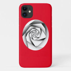 Silver Colour Geometric Style Rose on Red Case-Mate iPhone Case