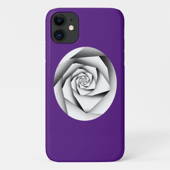 Silver Colour Geometric Style Rose on Royal Purple Case-Mate iPhone Case (Back)