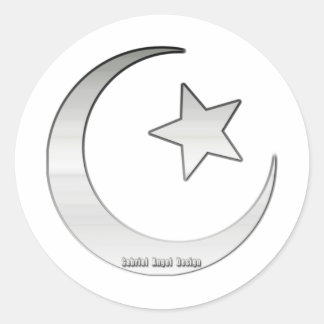Silver Coloured Star and Crescent Symbol Classic Round Sticker