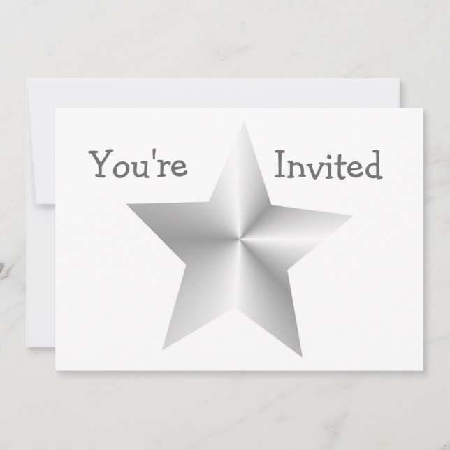 Silver Coloured Star Any Occasion Invitation (Front)