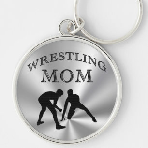 Silver Coloured Wrestling Mum Gifts Keychains