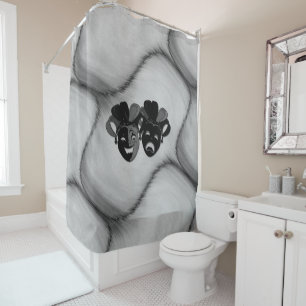 Silver Comedy and Tragedy Theatre Design Car Flag Shower Curtain