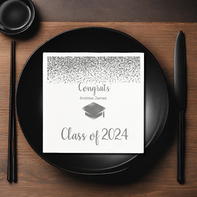 silver confetti 2023 graduation -  Congrats    Napkin (Creator Uploaded)