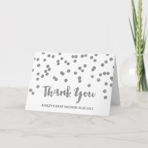 Silver Confetti Baby Shower Thank You Card