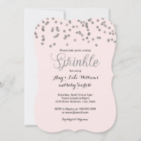Silver Confetti Baby Sprinkle Girl Shower Invite