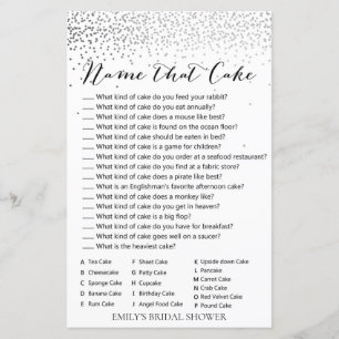 Silver Confetti Bridal Shower Game PRINTED