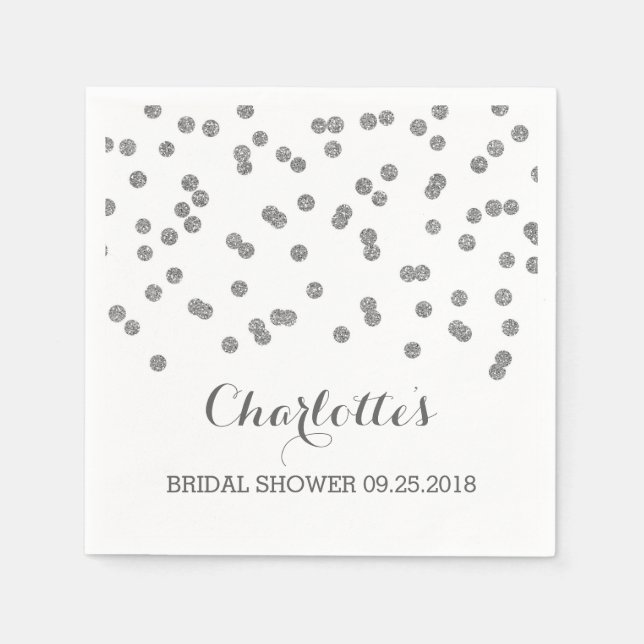 Silver Confetti Bridal Shower Napkin (Front)