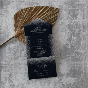 Silver Confetti Calligraphy Wedding All In One Invitation