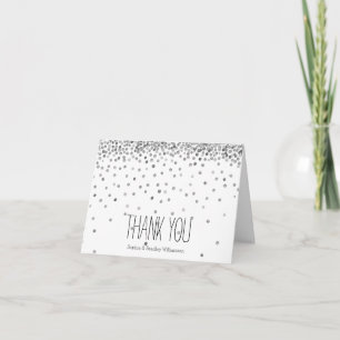 Silver Confetti Dots Thank you Card