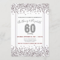 Silver Confetti Glitter-Style 60th Anniversary