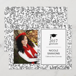 Silver Confetti Graduate Photo Card