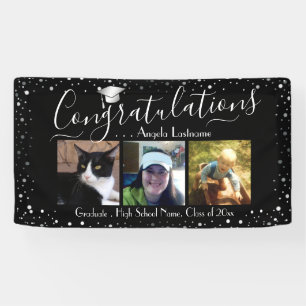 Silver Confetti Graduation 3 Photo Budget Banner