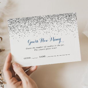 Silver Confetti Guess How Many Game Card