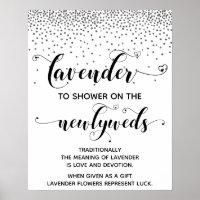 Silver Confetti Hearts Shower w/ Lavender Sign