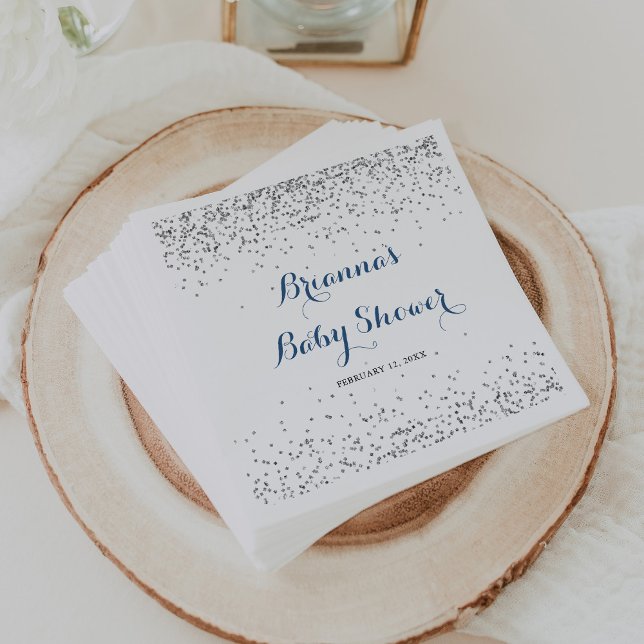 Silver Confetti Minimalist Baby Shower Napkins (Creator Uploaded)