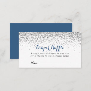 Silver Confetti Minimalist Diaper Raffle Ticket  Enclosure Card