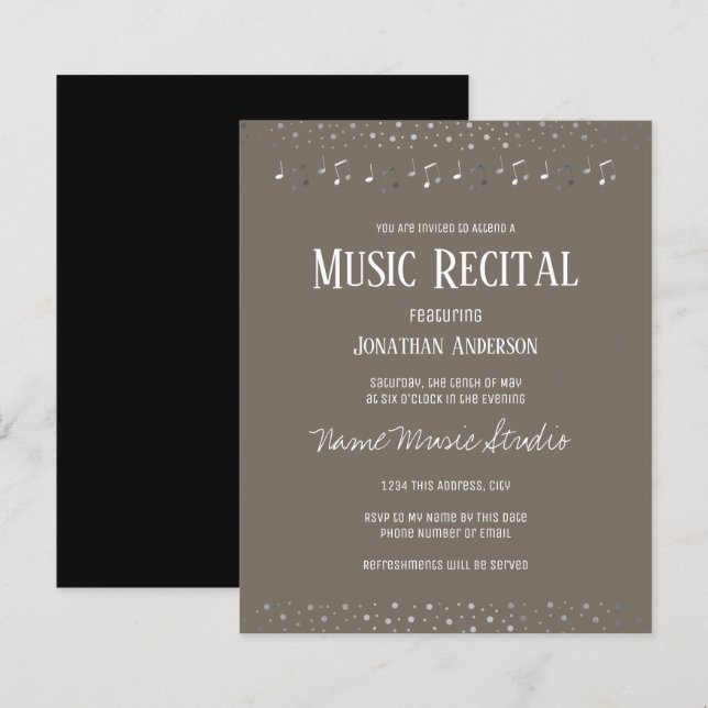 Silver Confetti Music Recital Budget (Front/Back)
