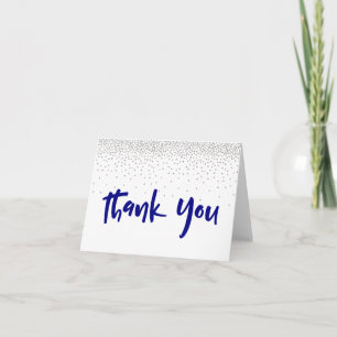 Silver Confetti/Navy 1 Typography Modern Thank You Card