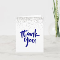 Silver Confetti/Navy 2 Typography Modern Thank You