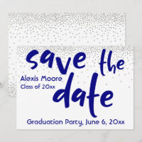 Silver Confetti Navy Typography Save the Date 1b
