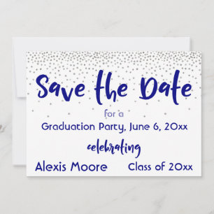 Silver Confetti Navy Typography Save the Date 2b