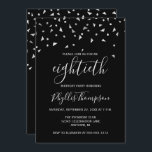 Silver Confetti on Black 80th Birthday Party Invitation<br><div class="desc">This modern design features faux silver triangular confetti on a black background. The word "eightieth" appears in elegant light grey handwriting font. Personalise the invitation with the name of the honoree in light grey handwriting font,  along with the date,  venue,  and other details in light grey sans serif type.</div>