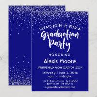 Silver Confetti Over Navy, Graduation Party 2