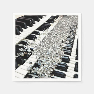 Silver Confetti Piano Keys Napkin