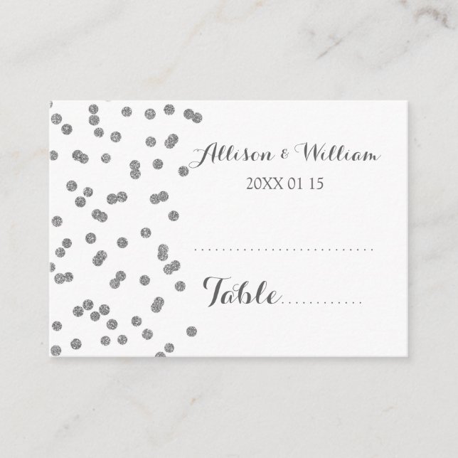 Silver Confetti Table Place Setting Cards (Front)