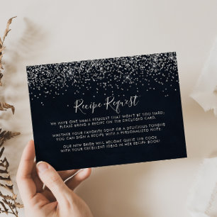 Silver Confetti Wedding Recipe Request   Enclosure Card