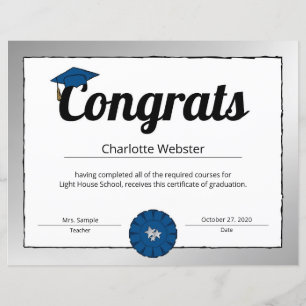Silver Congrats Grad Wishes Congrats Certificate-1