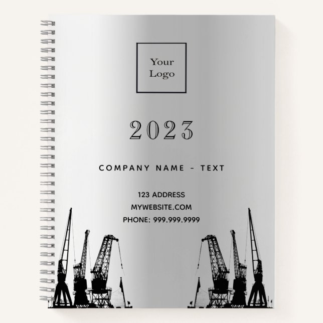 Silver construction business logo 2026 notebook (Front)