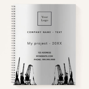 Silver construction cranes business logo notebook