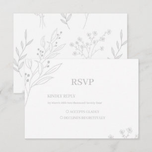 Silver Corner Floral Boho RSVP Card