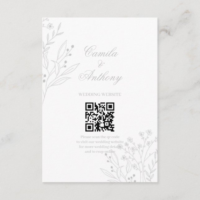 Silver Corner Floral Boho Wedding Enclosure Card (Front)