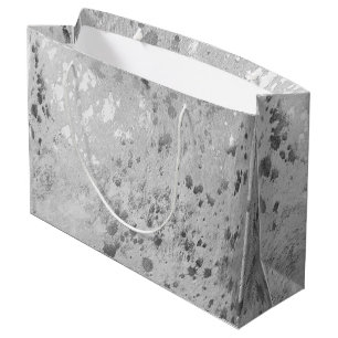 Silver Cowhide Print Metallic Large Gift Bag