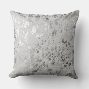 Silver Cowhide Print Metallic Scatter  Cushion