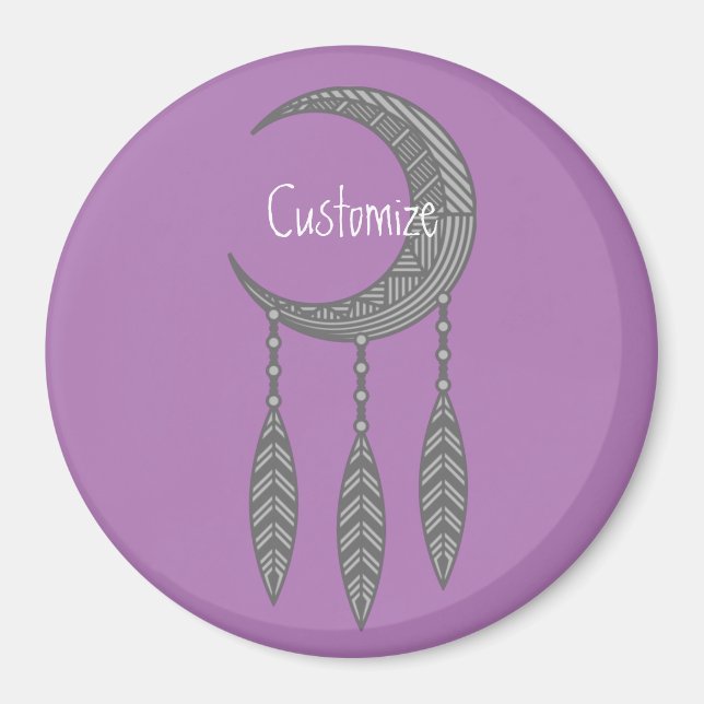 Silver Crescent Moon Feathers Thunder_Cove  Magnet (Front)