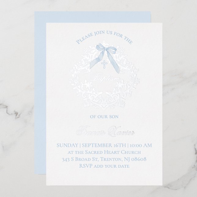 silver crest baby boy Baptism (Front/Back)