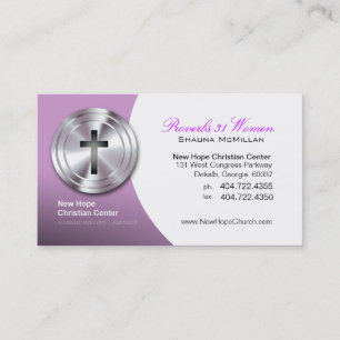 Silver Cross Christian Symbol Minister/Pastor Business Card