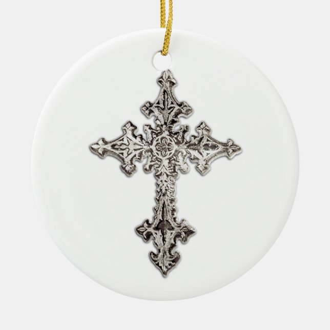 Silver Cross Christmas Ornament (Front)