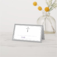 Silver Cross Glitter Purple First Holy Communion