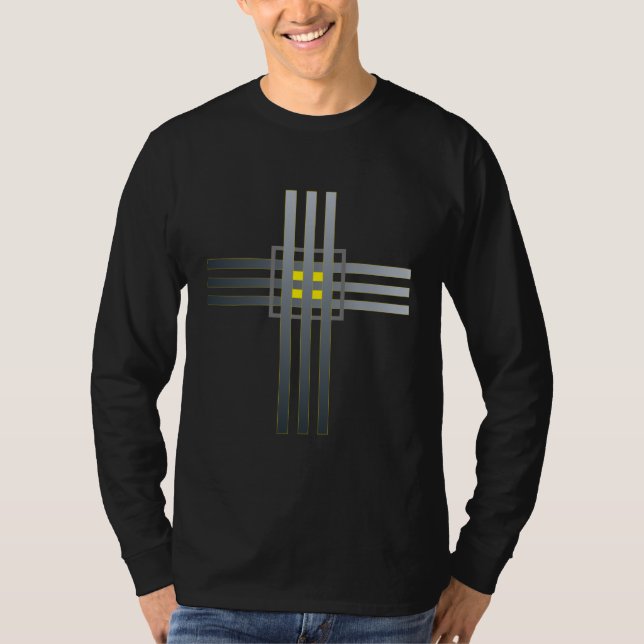 Silver Cross w/ gold window  T-Shirt (Front)