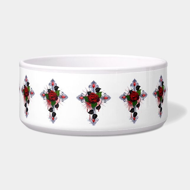 Silver Cross with a Red Rose (Front)