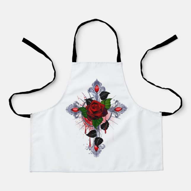 Silver Cross with a Red Rose Apron (Front)