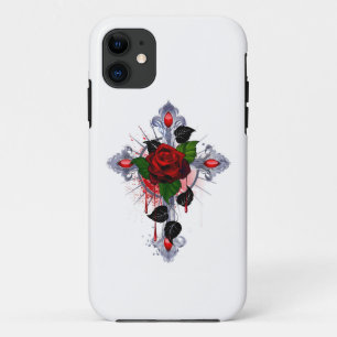 Silver Cross with a Red Rose Case-Mate iPhone Case